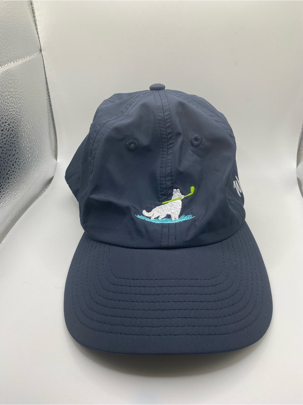 WAGGLE Mens Adjustable Dog Track Flight Unstructured Golf Hat Navy Blue